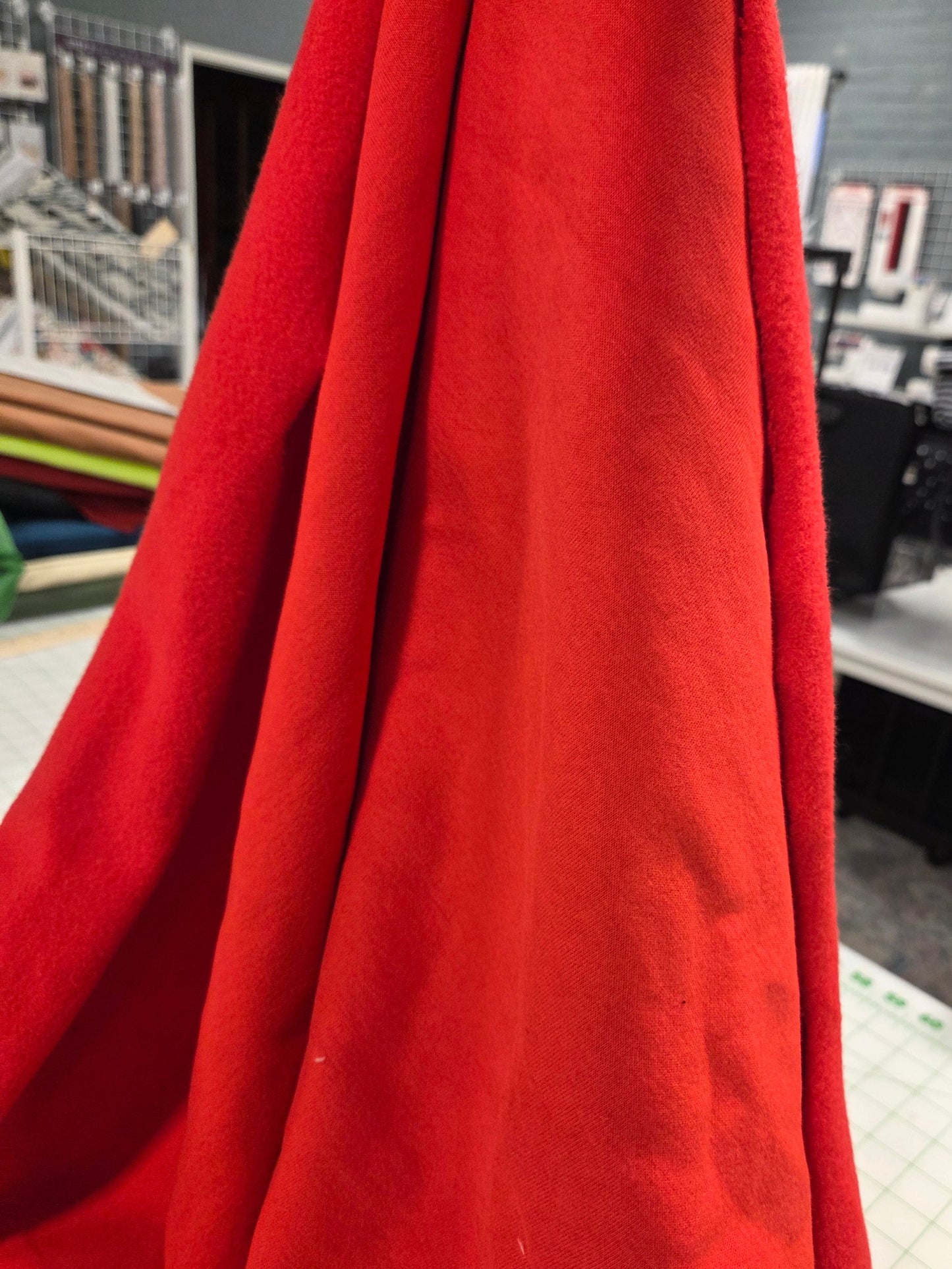 apple red sweatshirt fleece knit solid