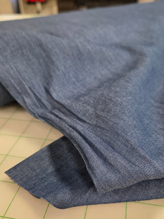 chambray medium blue by the yard to buy online and instore in california. sew your own clothes.