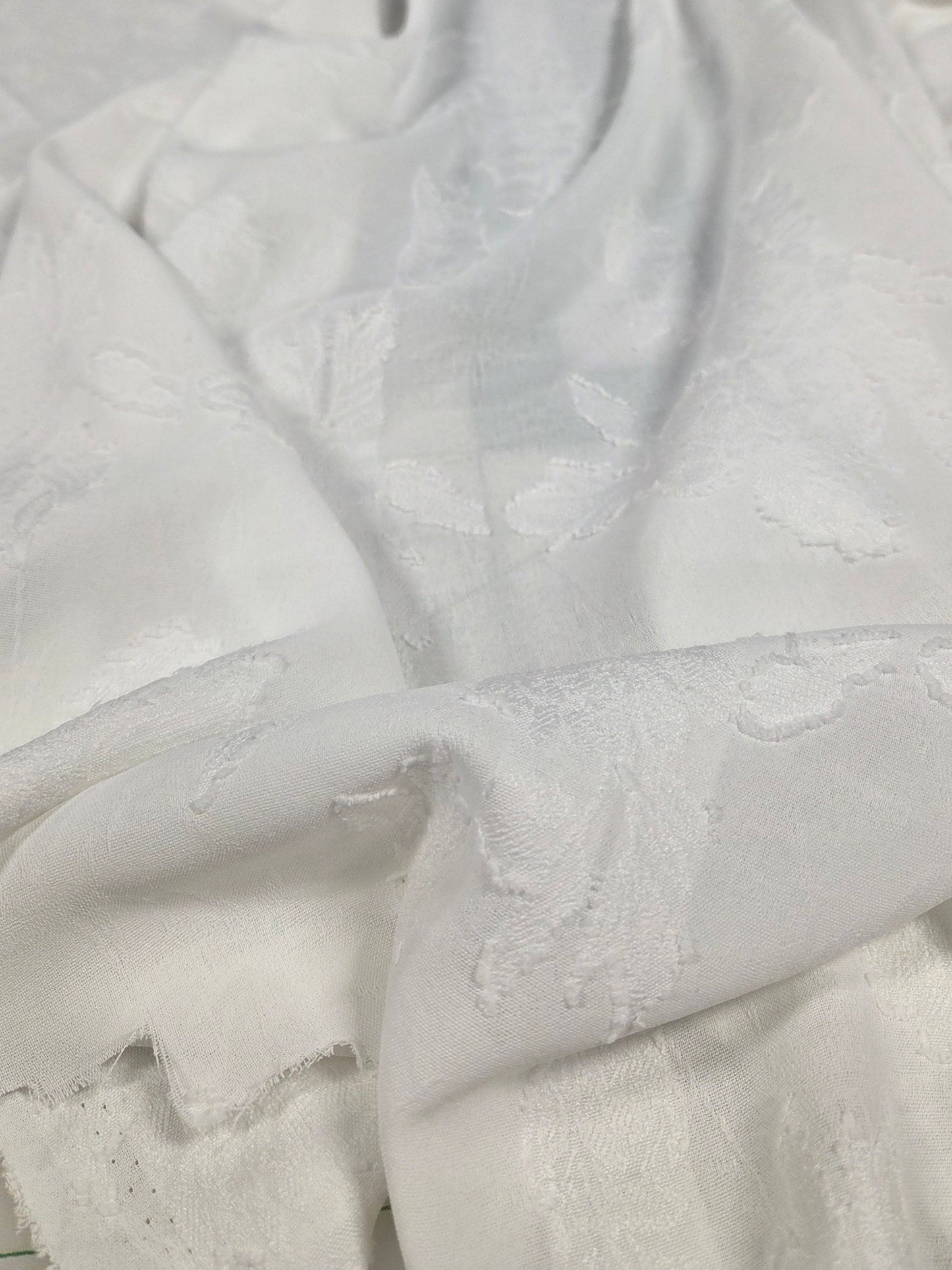 Special Occasion Designer LA Deadstock Ivory Textured Clip Floral Woven- by the yard