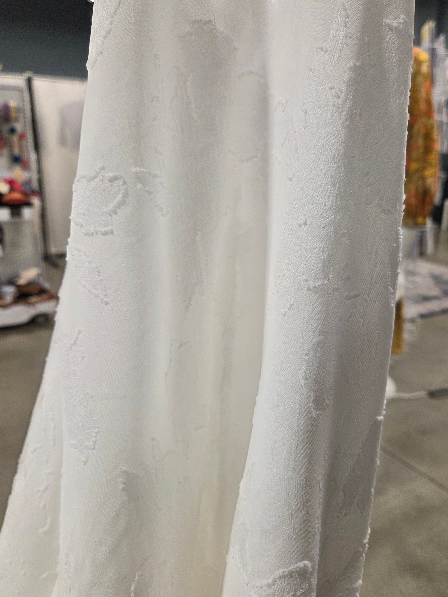 Special Occasion Designer LA Deadstock Ivory Textured Clip Floral Woven- by the yard