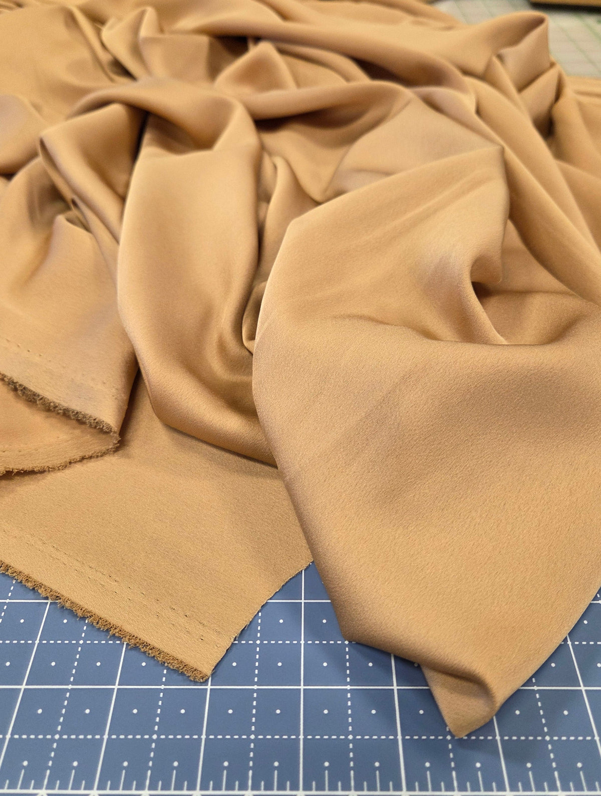 gold lux stretch satin solid deadstock fabric