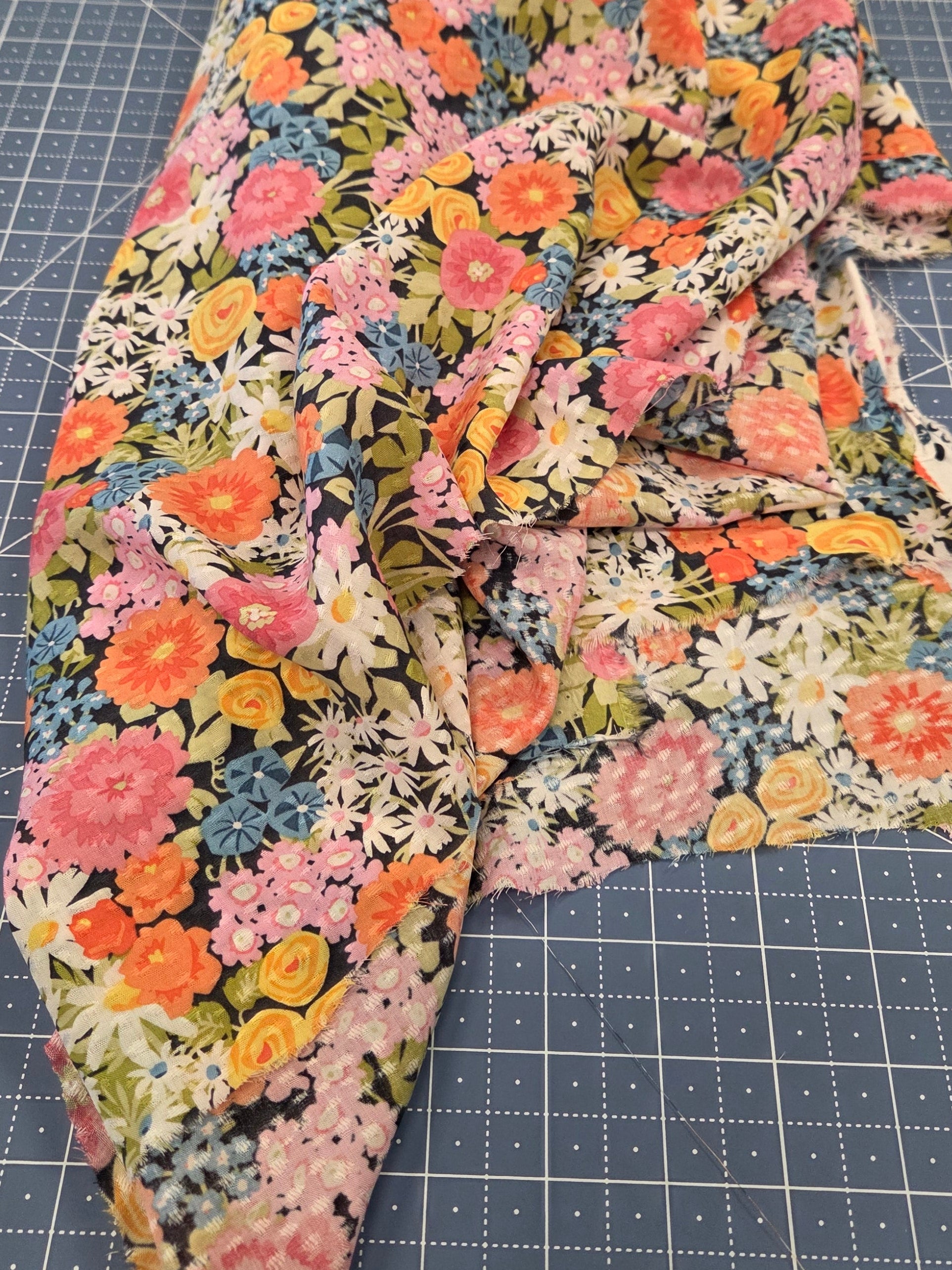 designer deadstock voile woven floral