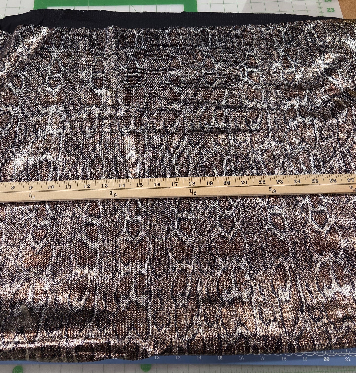 Special Occasion Designer Deadstock Metallic Stretch Snakeskin Silver and Gold on a ITY Jersey Knit- By the yard