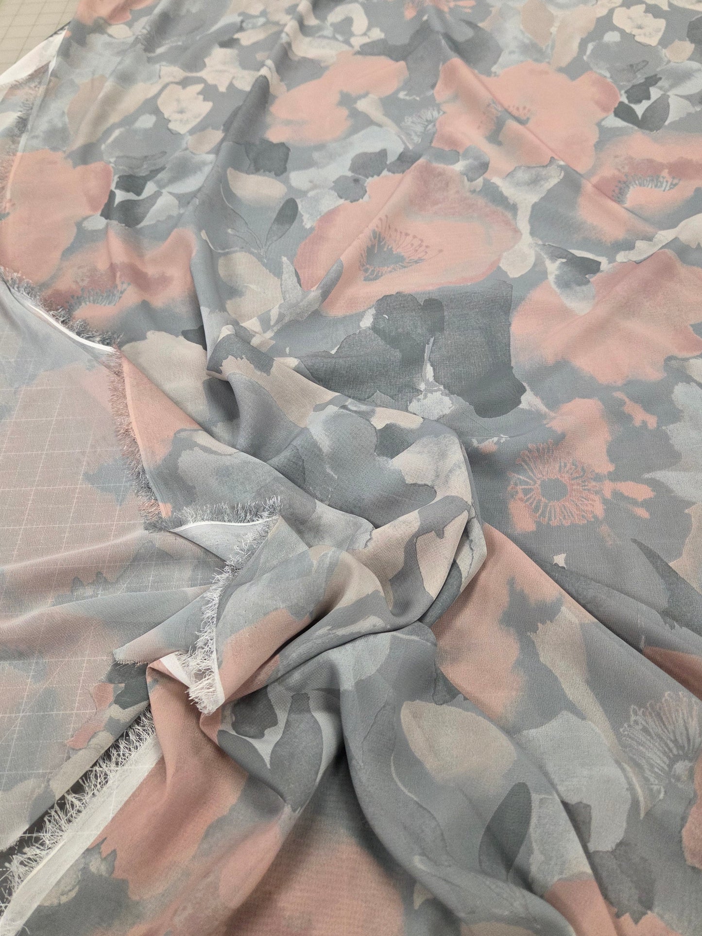 Designer Deadstock Blousewear Sheer Bohemian Muted Watercolor Floral Woven- by the yard