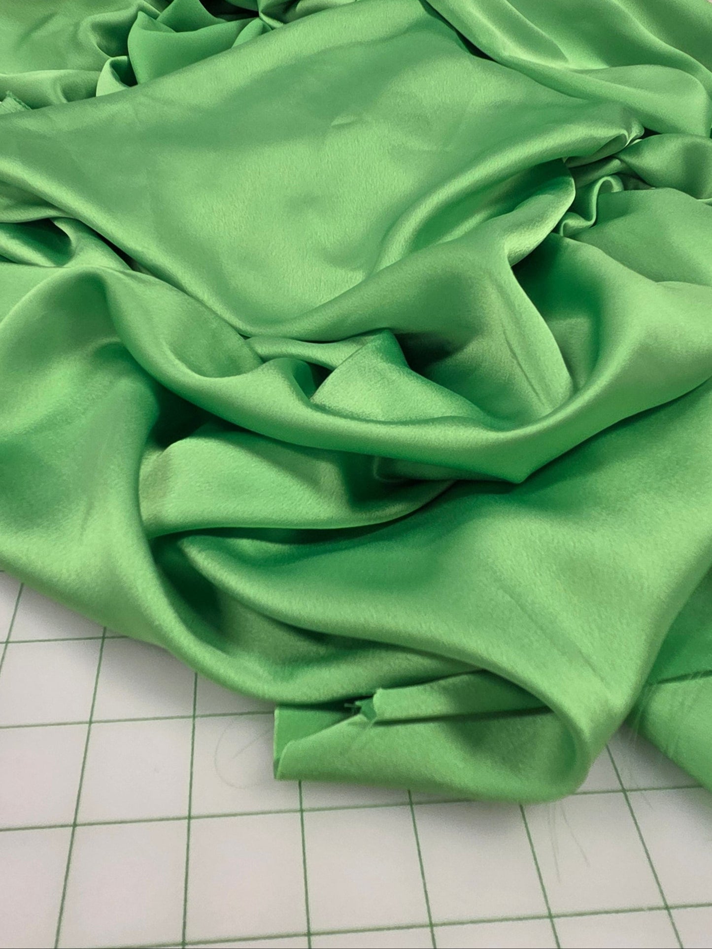 vibrant green solid woven satin