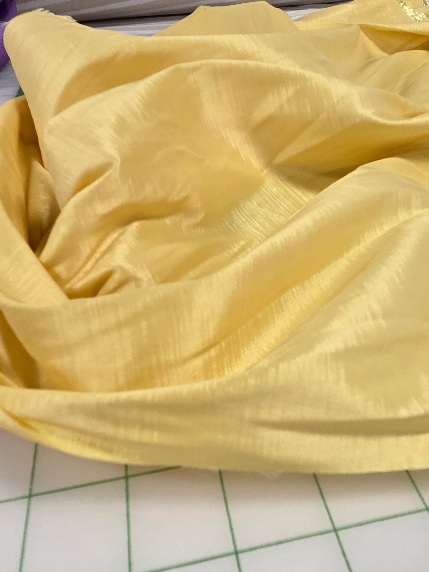 stretch taffeta butter yellow woven solid by the yard