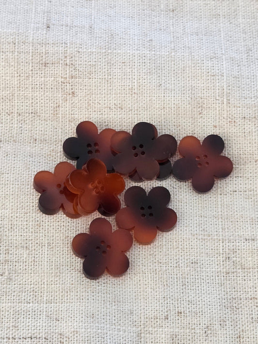 Sewing Supplies: Handmade Daisy Tortoise Hue Acrylic 3/4th inch Buttons- Set of 8- 1 pack