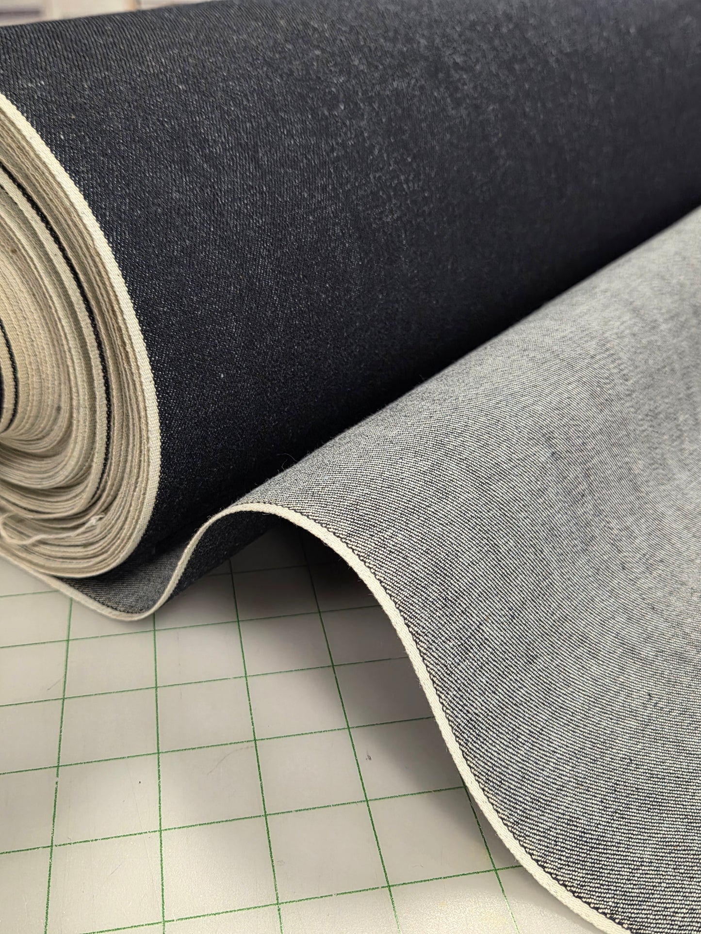 End of Bolt: 3 yards of Japan Denim: Dark Indigo Selvage Denim Woven-remnant