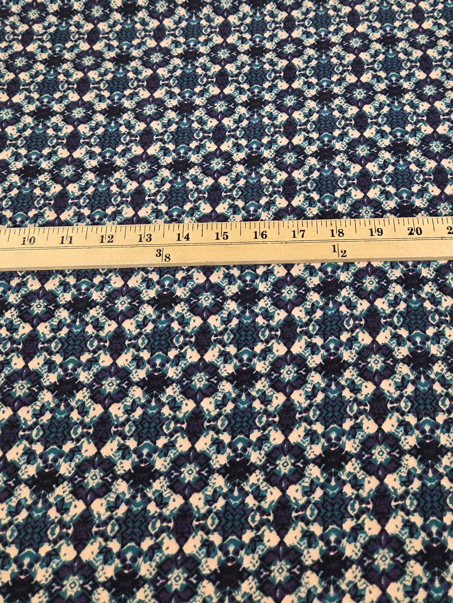End of bolt: 2.5 yards of Designer Deadstock Abstract Bohemian Rayon Crepe Woven- remnant