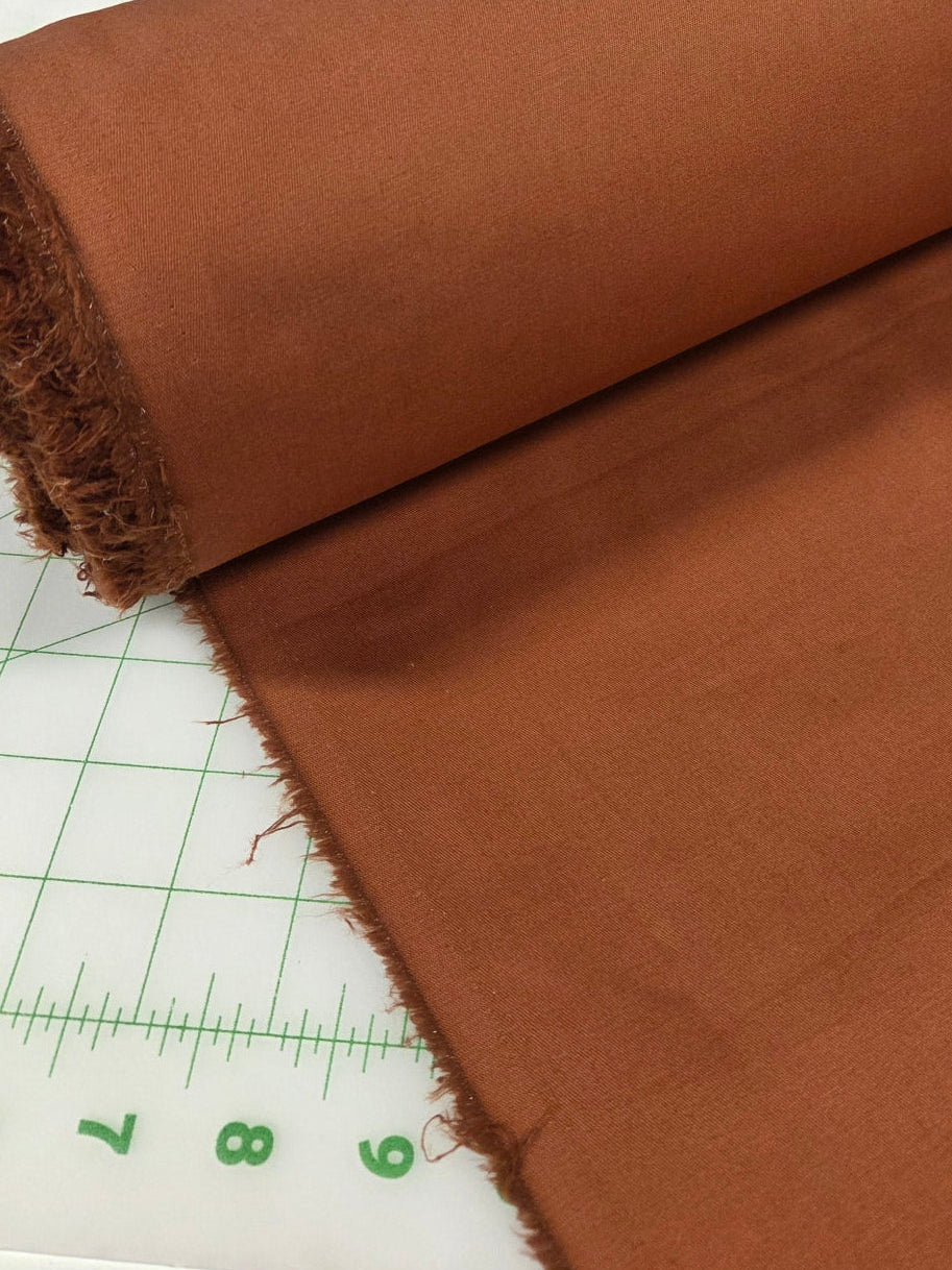 brick orange red brown solid woven cotton spandex poplin