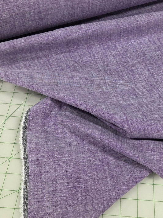 purple cotton spandex chambray woven