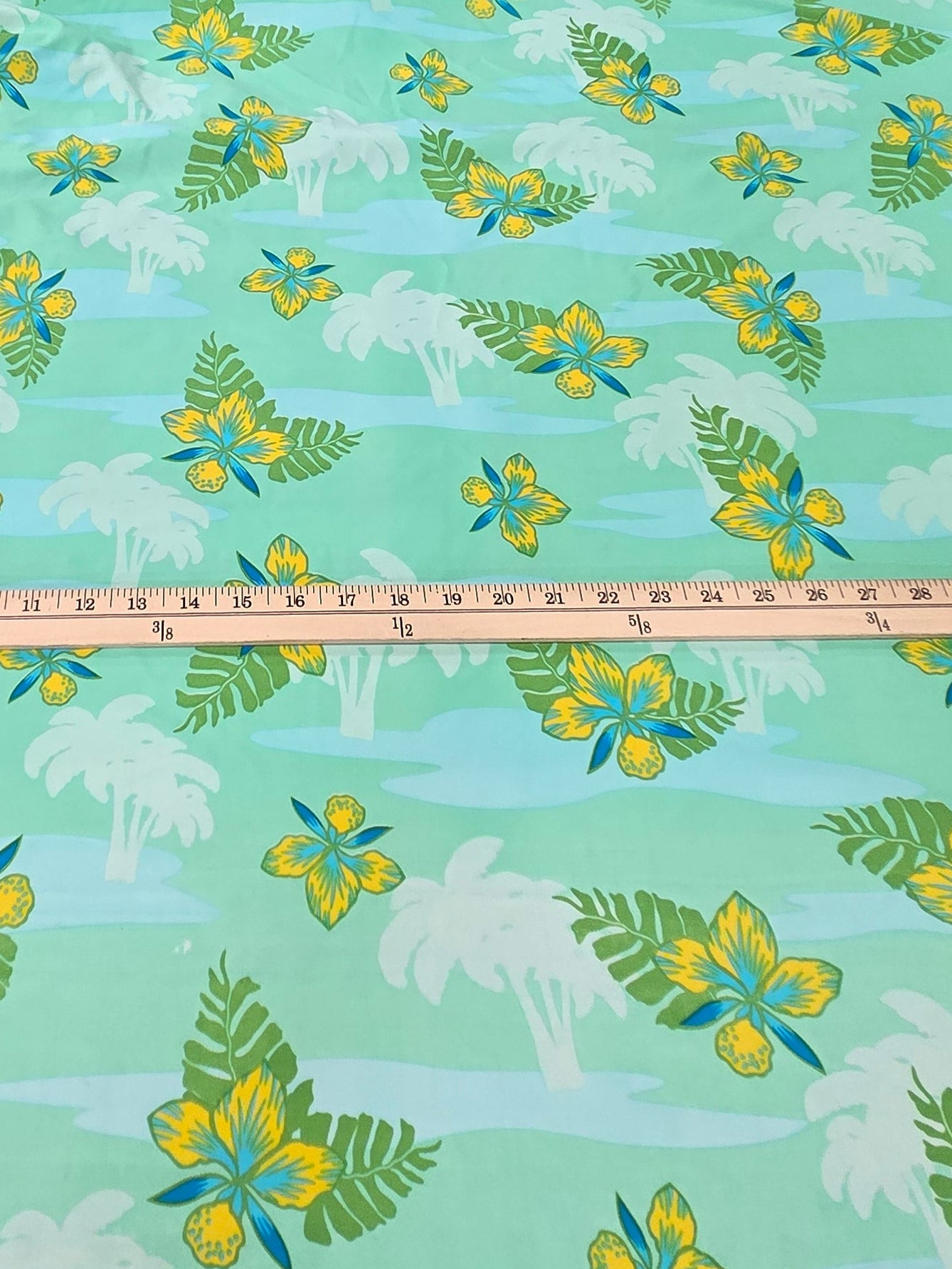End of BOlt: 2 yards of Swim Performancewear Tropical Yellow and Mint Knit- remnant