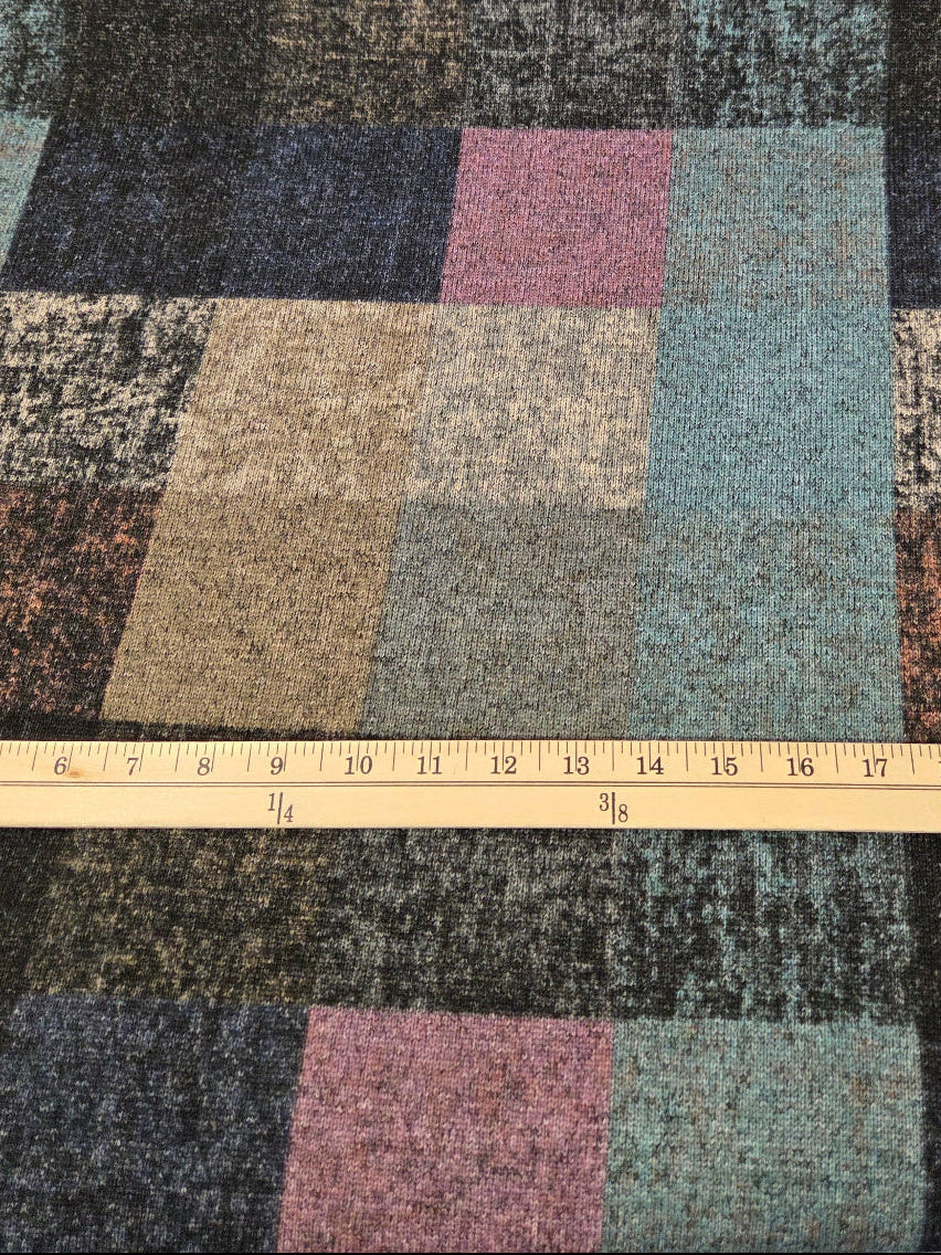 Patterned carpet with a measuring tape for scale