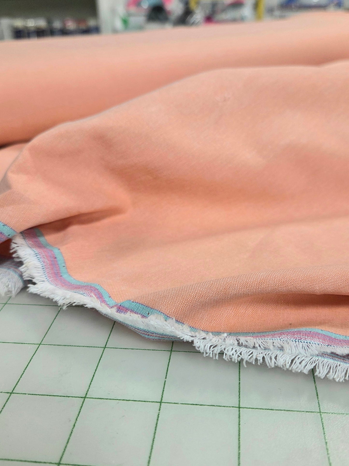 Designer Deadstock Sherbert Orange Cotton Chambray Woven- by the yard