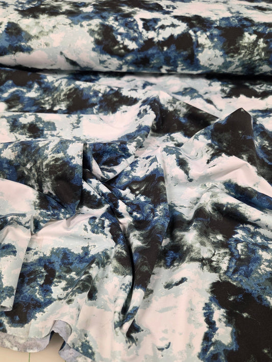Designer Deadstock Abstract Clouds Swim/Activewear Nylon Spandex Knit- by the yard