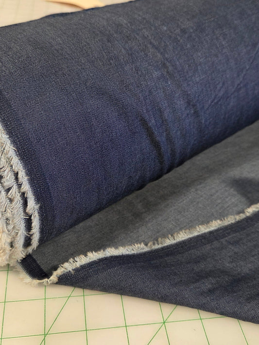 Designer Deadstock #6 Cotton Laundered Chambray Lightweight Woven Solid- by the yard