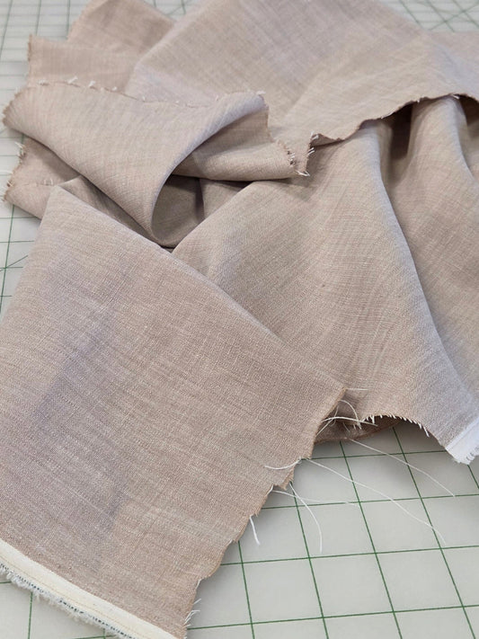 Designer Deadstock Rayon Linen Spandex Taupe Variegated Two Tone Woven- by the yard