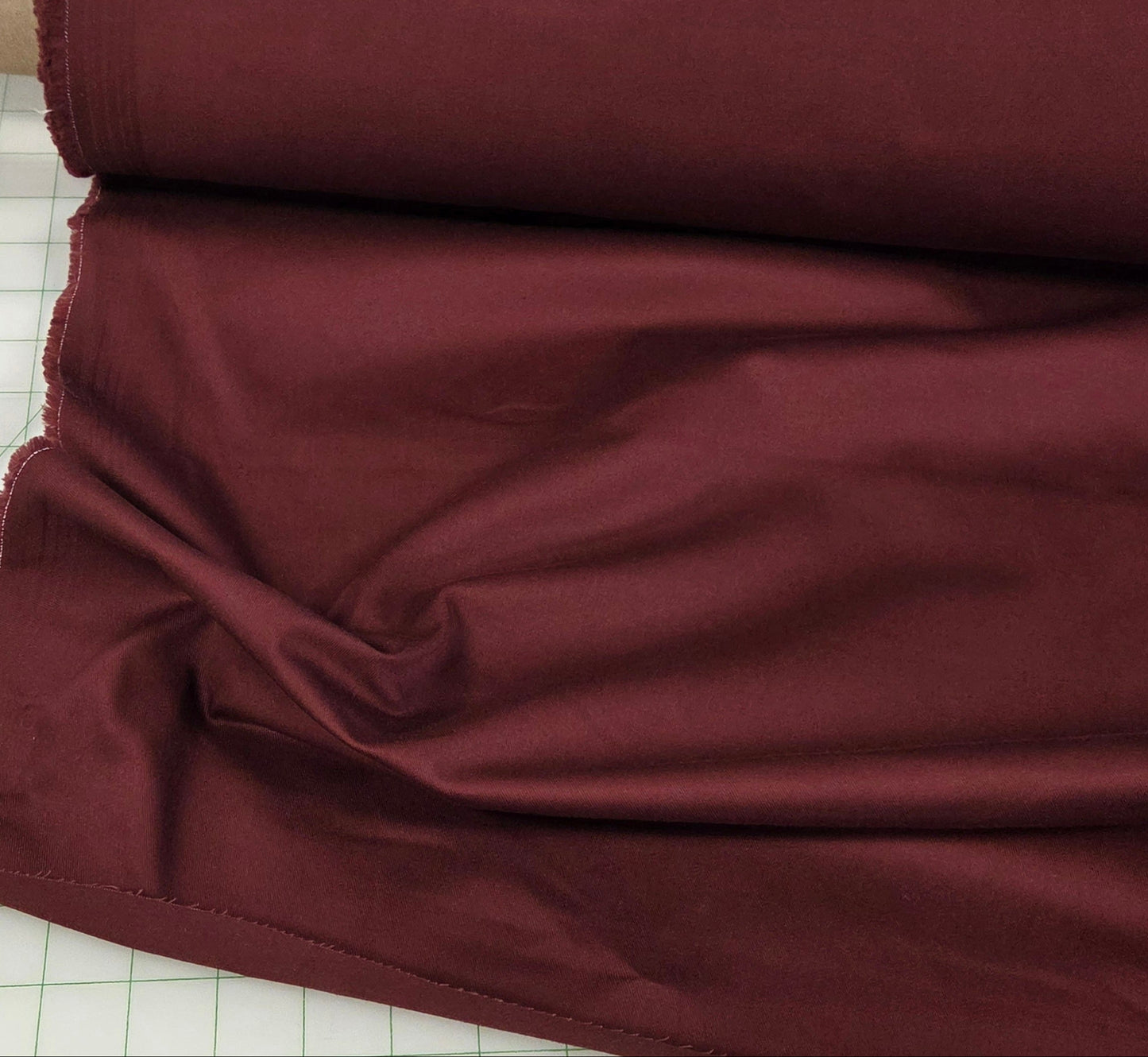 End of Bolt:3 yards of  Deadstock Burgundy Cotton Spandex  7oz Twill Woven-remnant