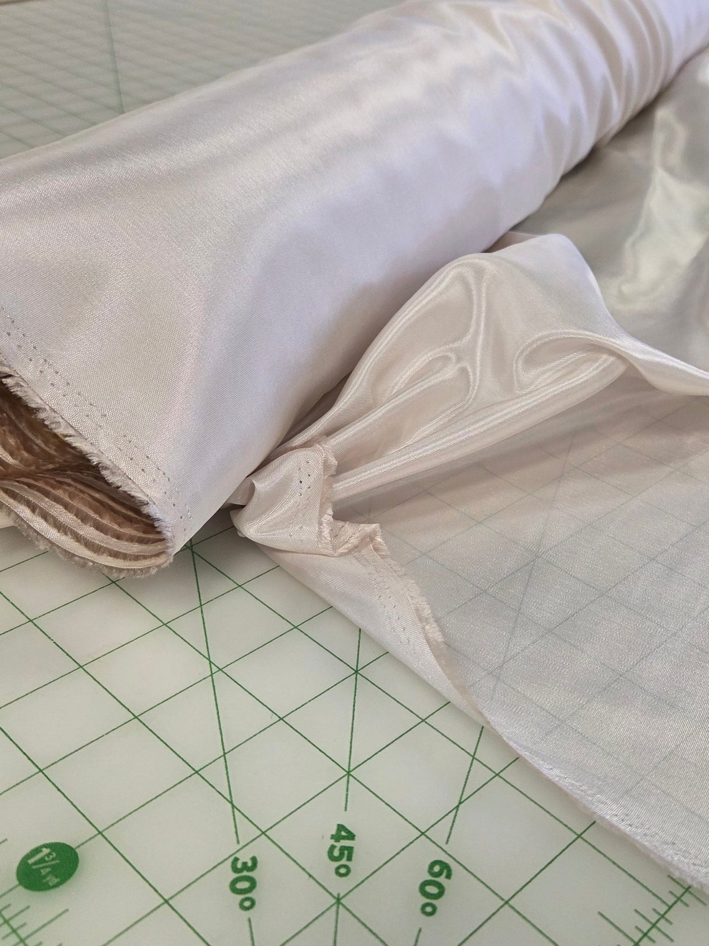 Designer Deadstock Faint Oyster Cream Hue Solid Polyester Lining Woven- by the yard