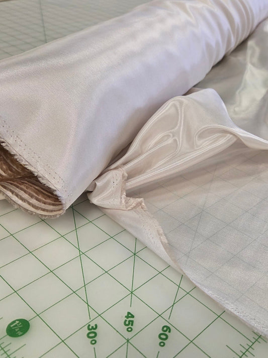 Designer Deadstock Faint Oyster Cream Hue Solid Polyester Lining Woven- by the yard