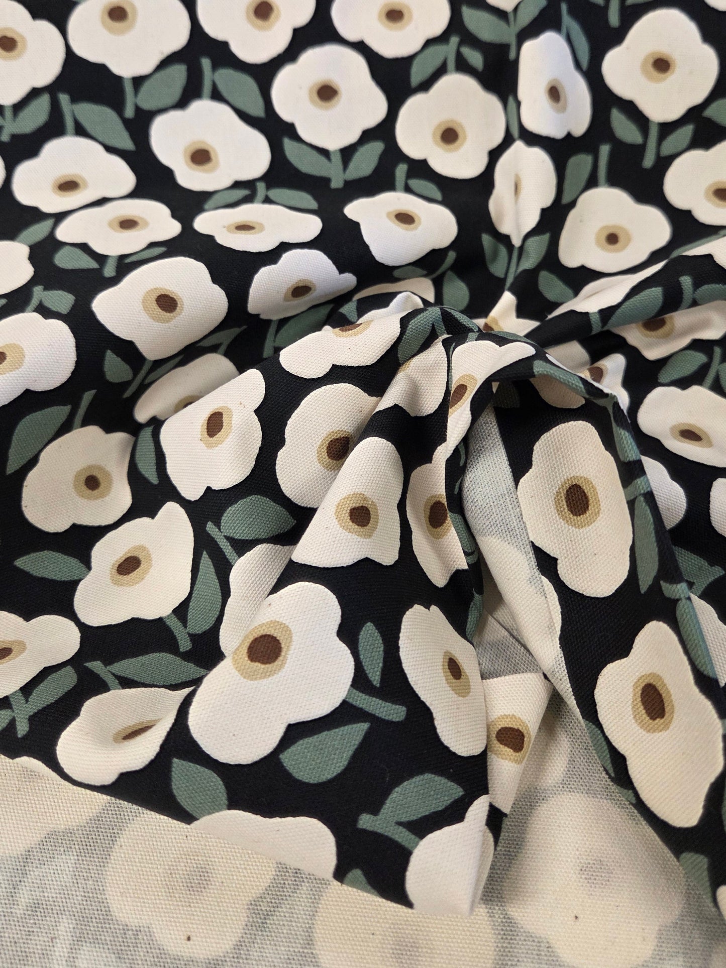 Japan Fabrics: Kokka Cotton Canvas Scandinavian Floral 7oz Woven- by the yard