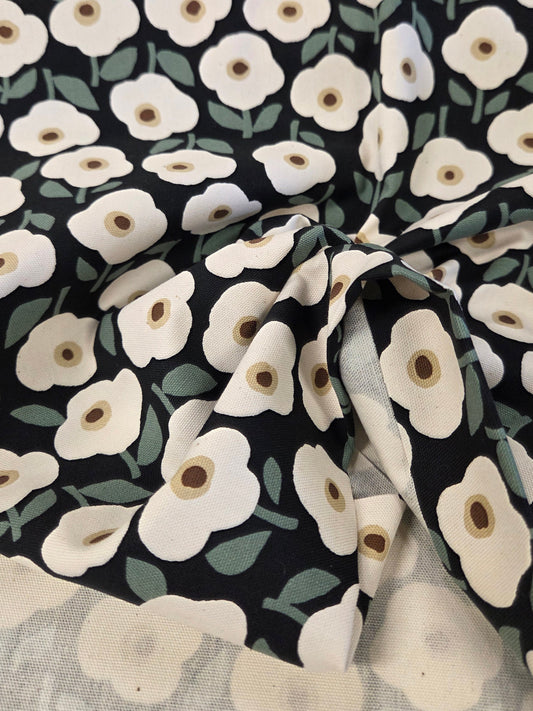 Japan Fabrics: Kokka Cotton Canvas Scandinavian Floral 7oz Woven- by the yard