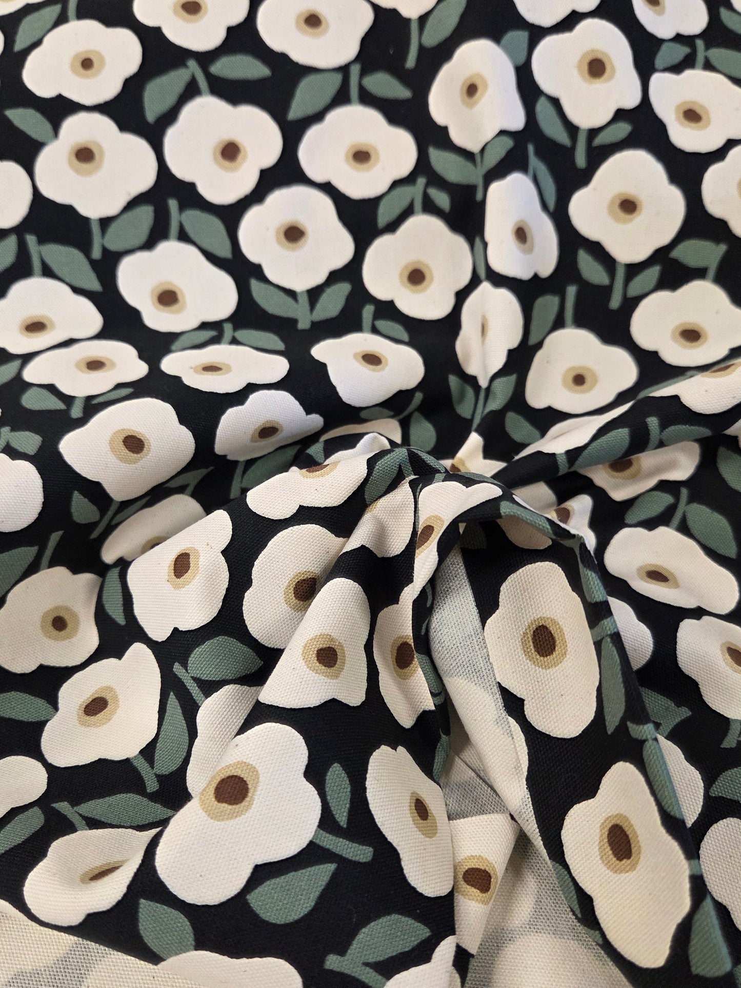 Japan Fabrics: Kokka Cotton Canvas Scandinavian Floral 7oz Woven- by the yard