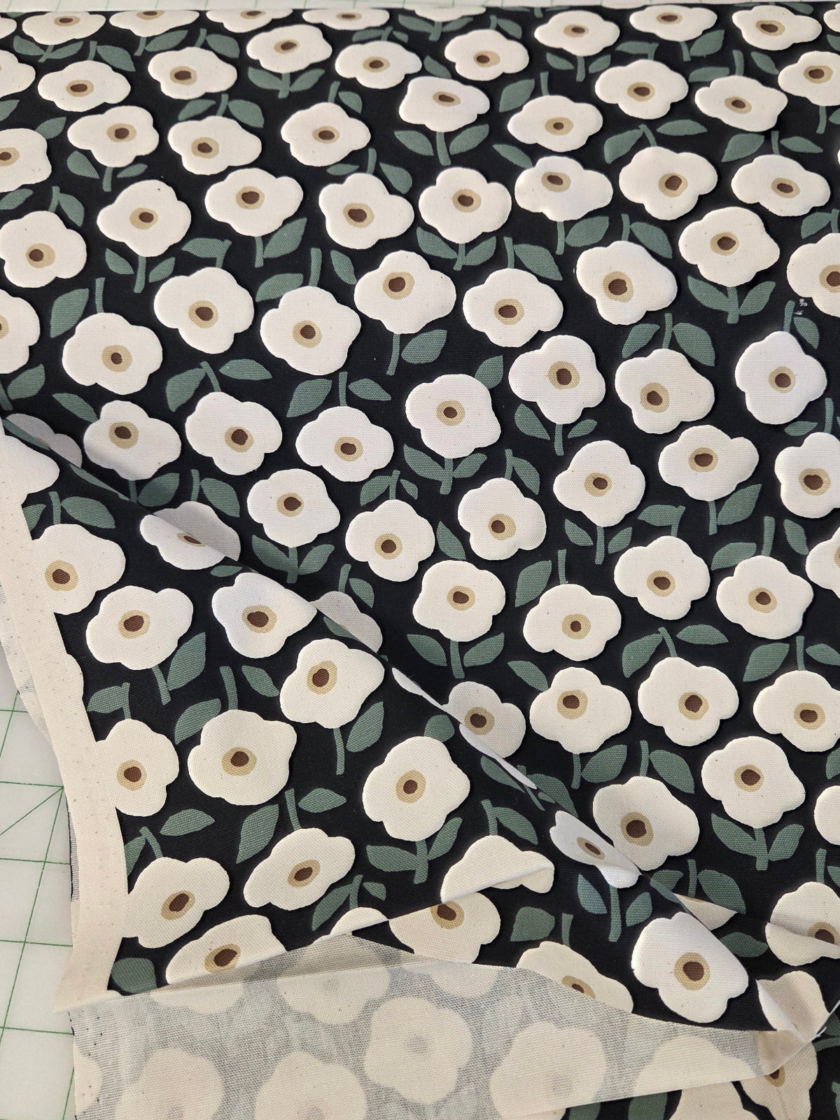Japan Fabrics: Kokka Cotton Canvas Scandinavian Floral 7oz Woven- by the yard