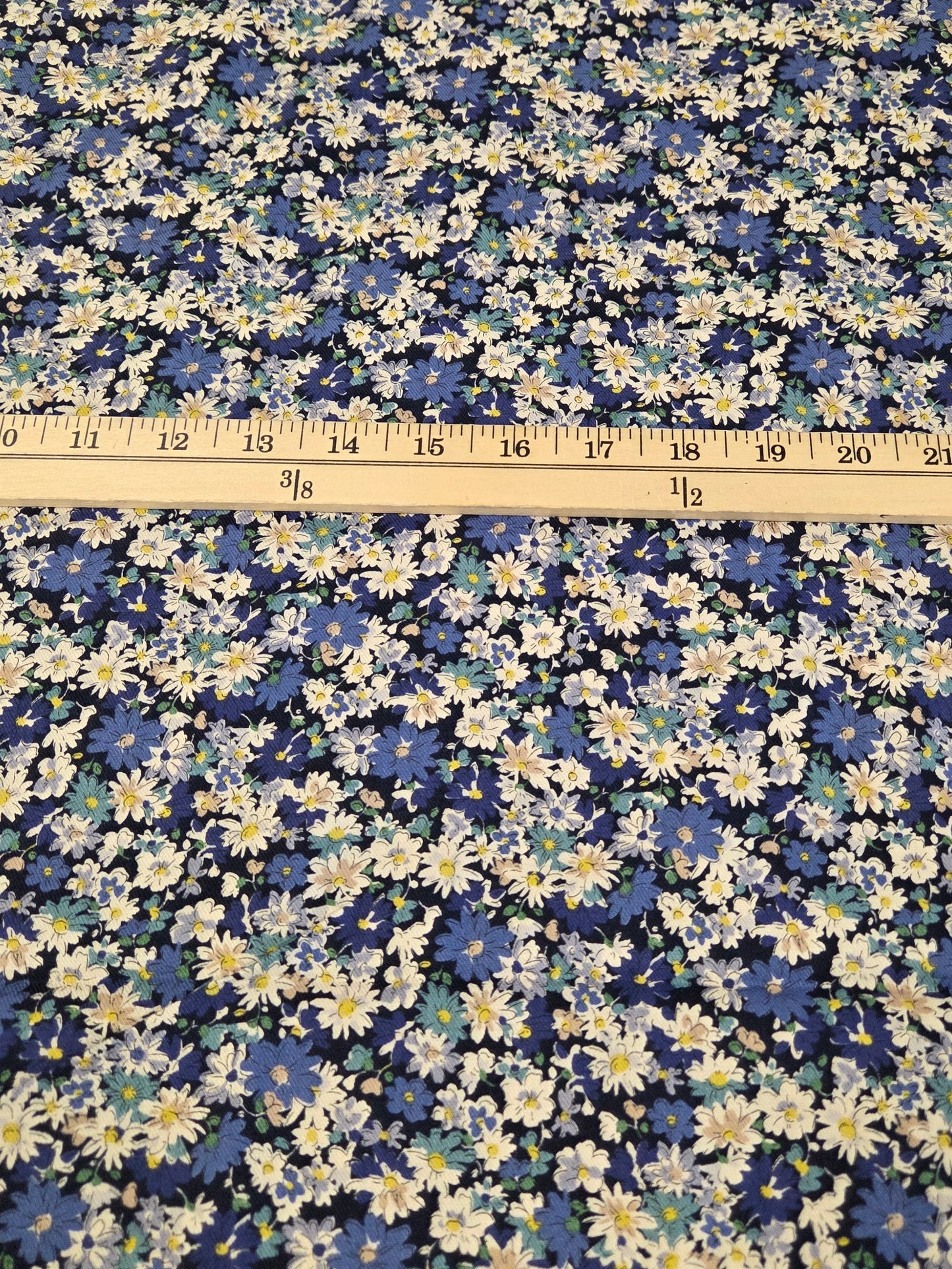Japan Fabrics:  Blue Scattered Floral Cotton Sheeting Twill Woven- by the yard