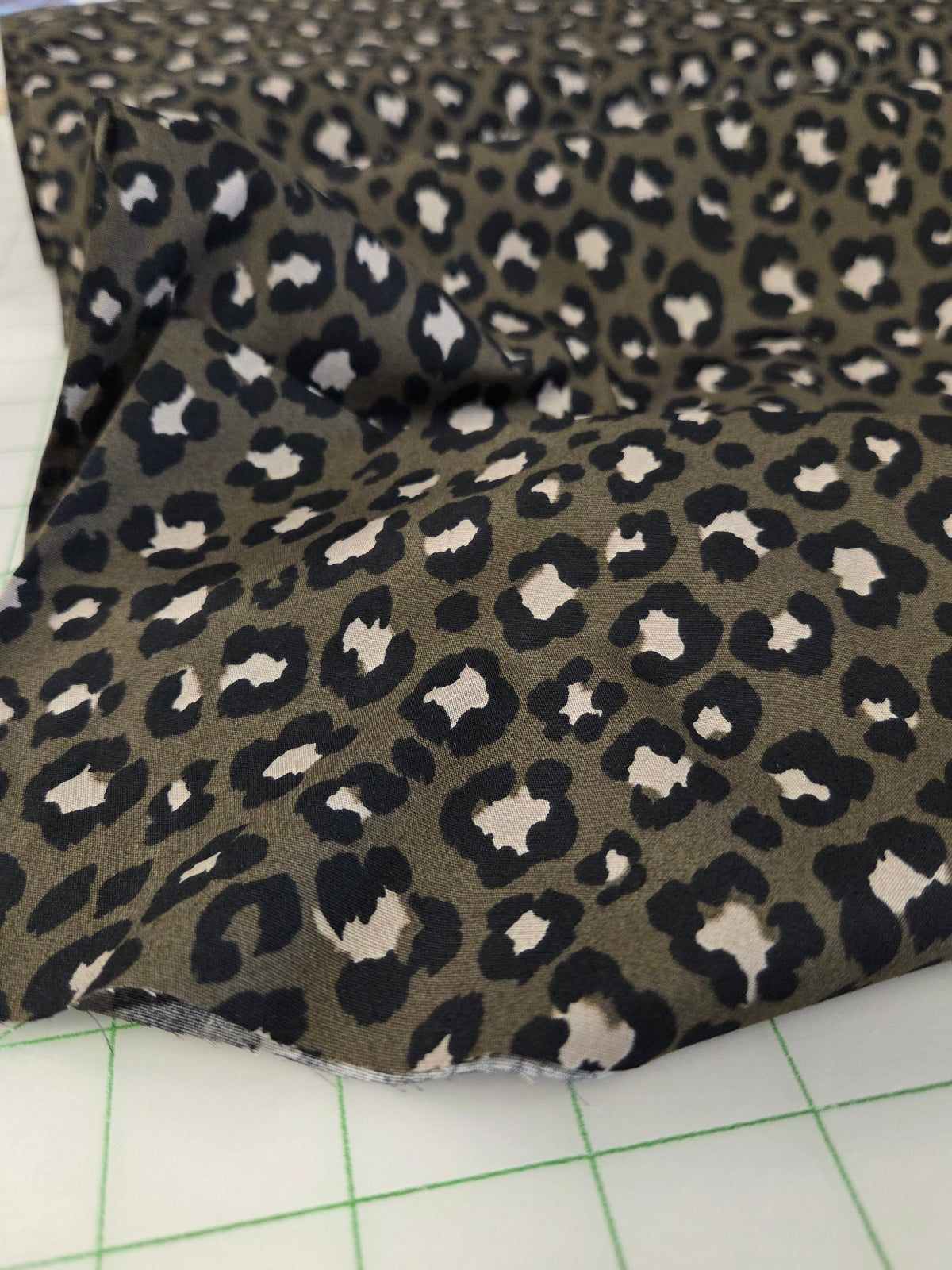 Japan Fabrics: Sevenberry Cotton Animal Olive Green and Black Leopard  Print Broadcloth 110 GSM Woven- by the yard