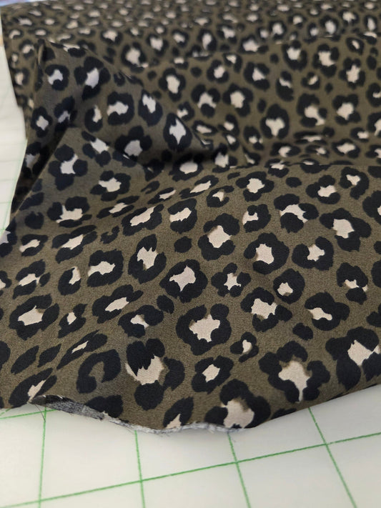 Japan Fabrics: Sevenberry Cotton Animal Olive Green and Black Leopard  Print Broadcloth 110 GSM Woven- by the yard