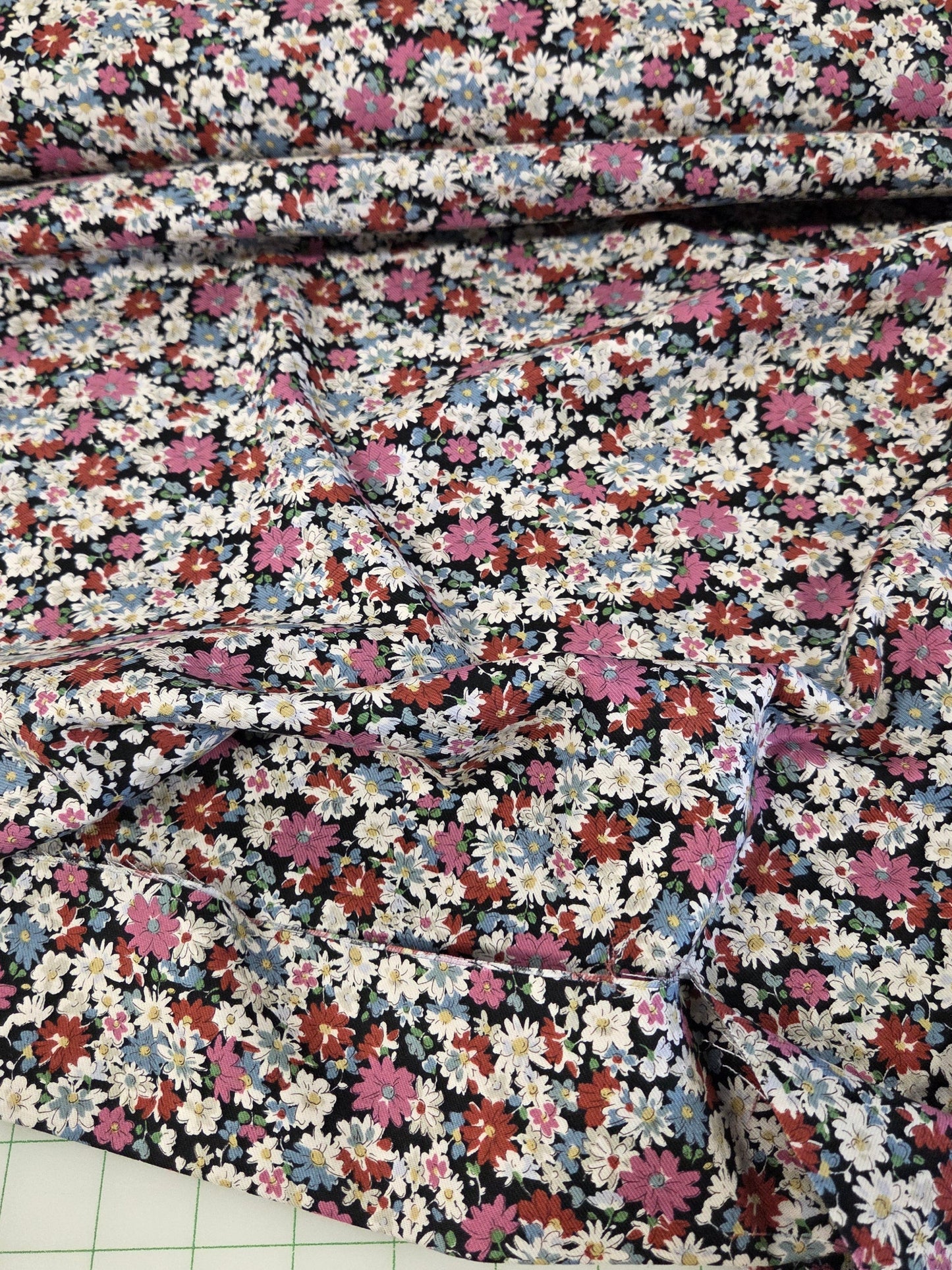 Japan Fabrics:  Pink Scattered Floral Cotton Sheeting Twill Woven- by the yard