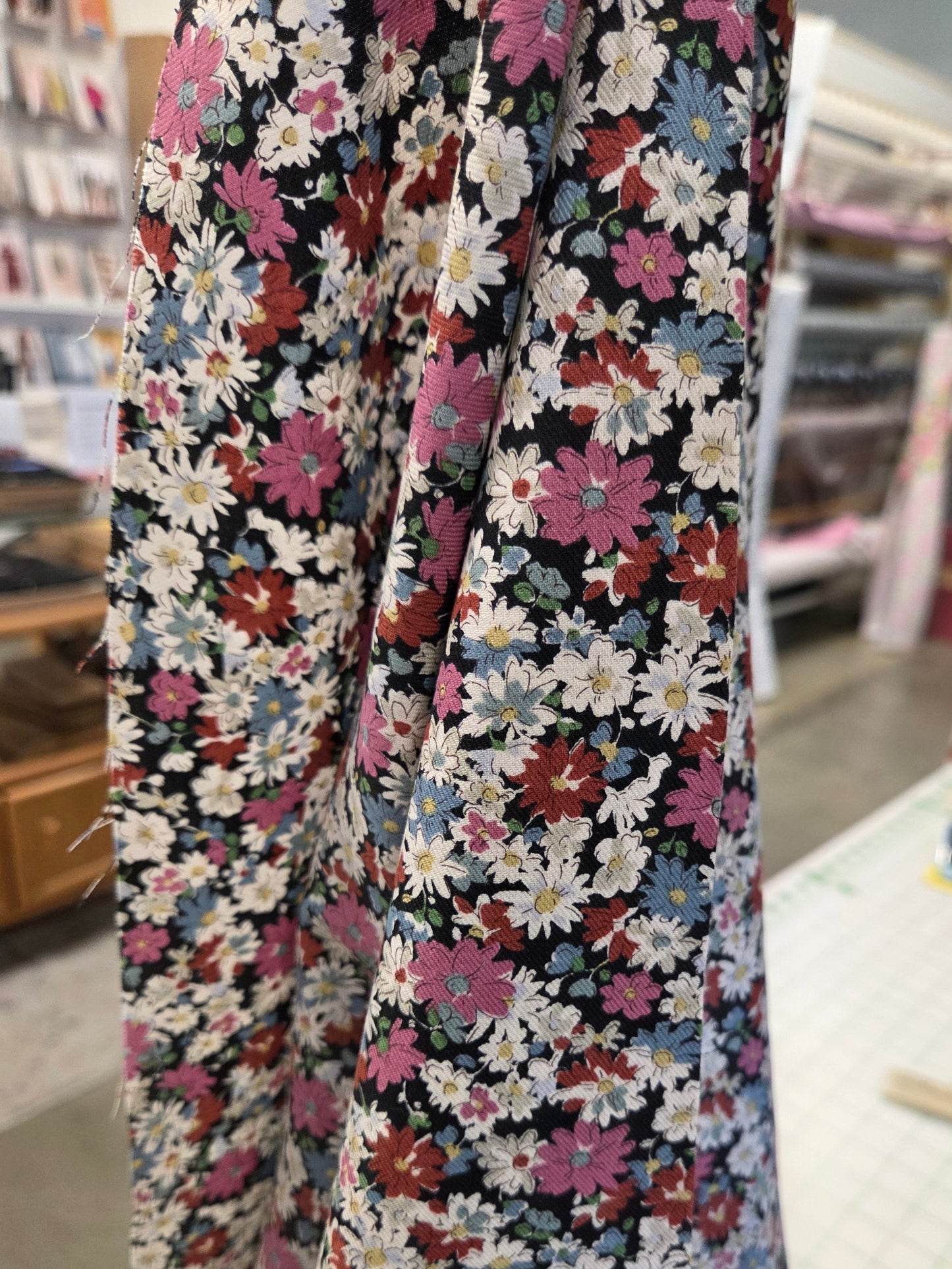 Japan Fabrics:  Pink Scattered Floral Cotton Sheeting Twill Woven- by the yard