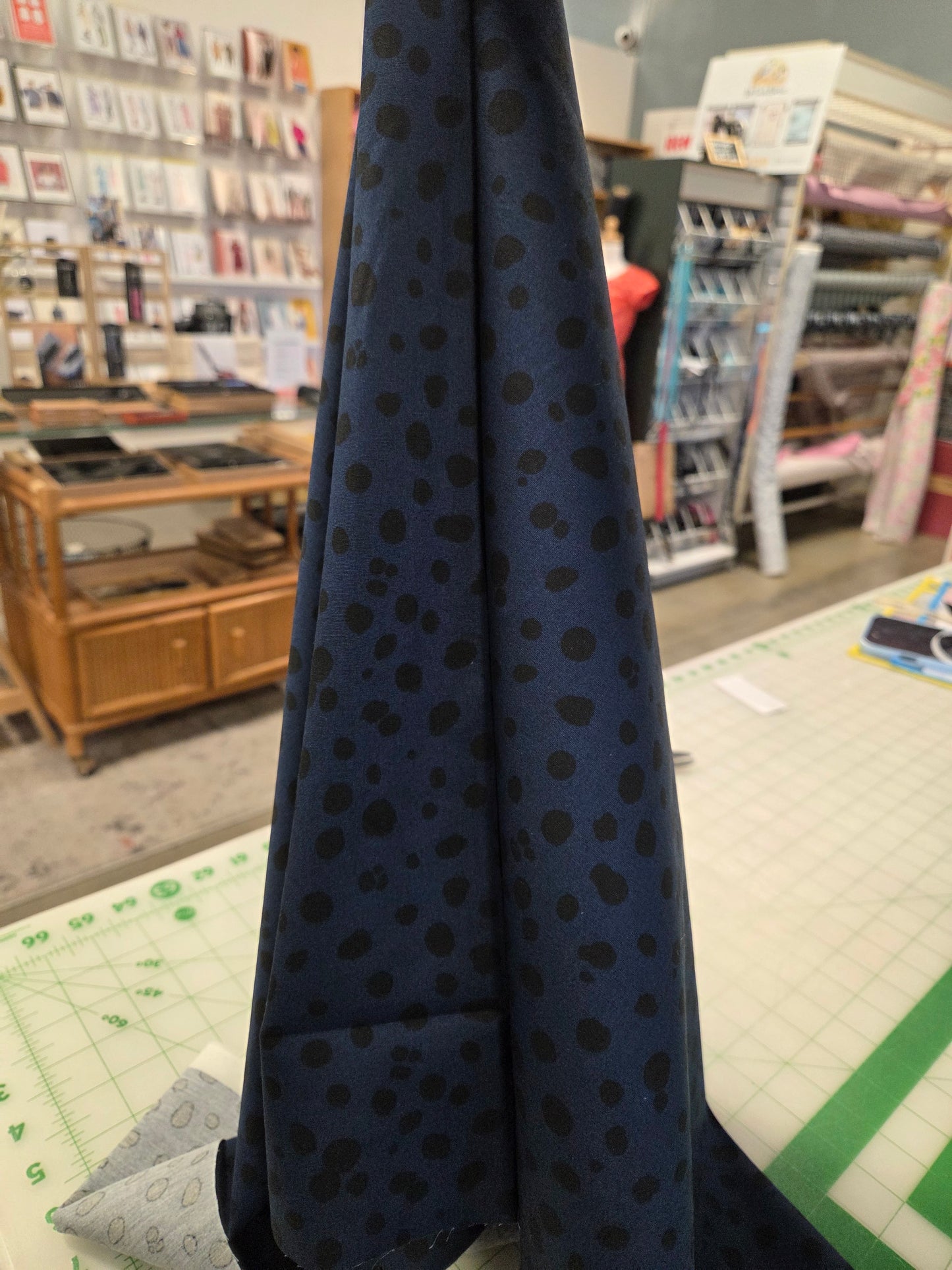 Japan Fabrics: Sevenberry Cotton Multi-Dot Blue and Black Broadcloth 110 GSM Woven- by the yard