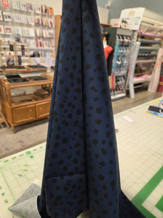 Japan Fabrics: Sevenberry Cotton Multi-Dot Blue and Black Broadcloth 110 GSM Woven- by the yard