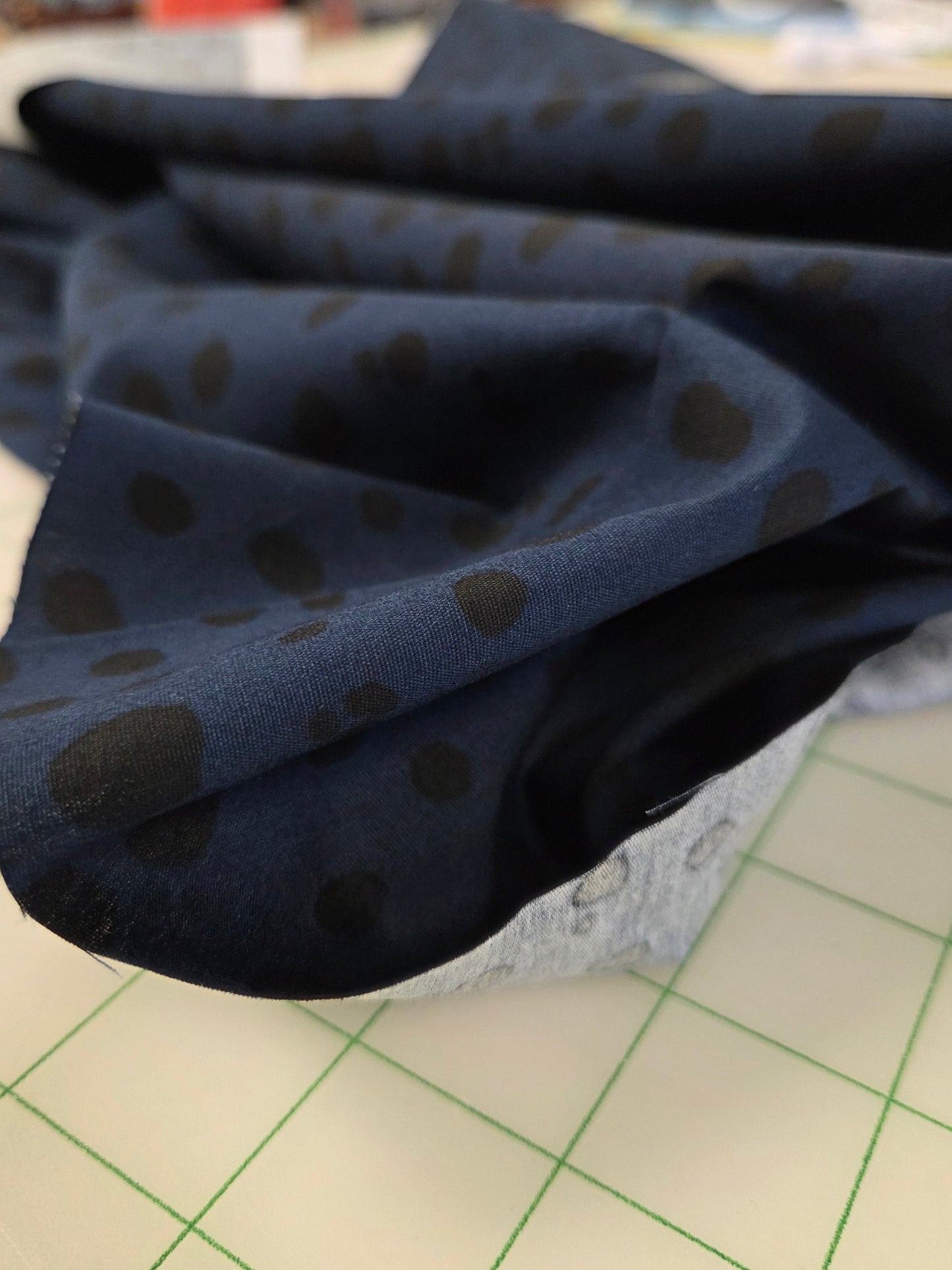 Japan Fabrics: Sevenberry Cotton Multi-Dot Blue and Black Broadcloth 110 GSM Woven- by the yard