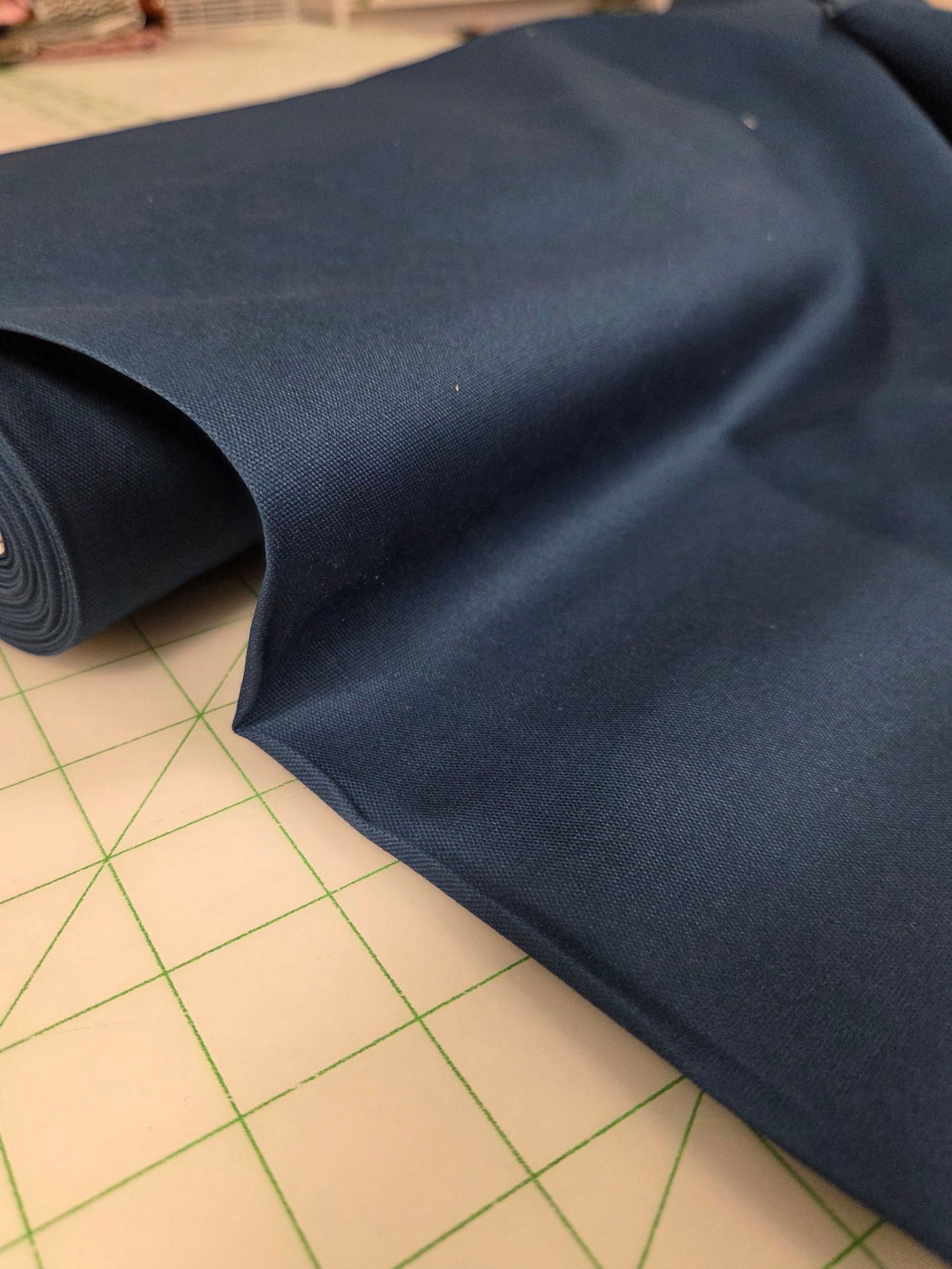 Japan Fabric: Medium Navy Cotton Oxford Canvas Solid Woven- by the yard