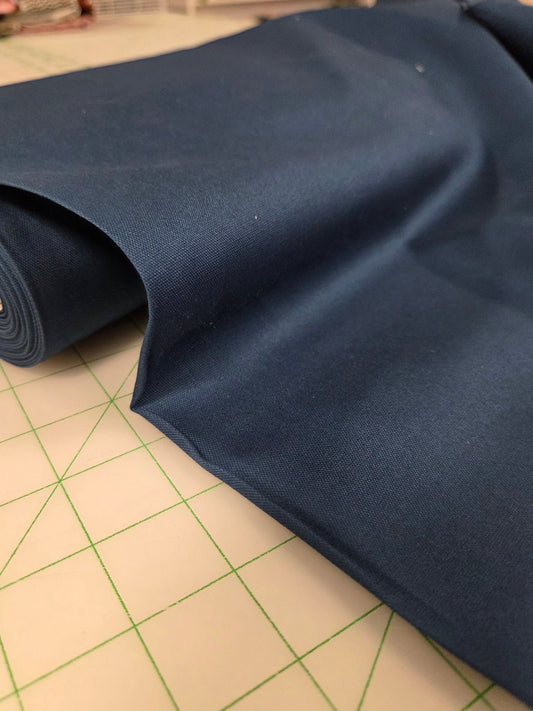 Japan Fabric: Medium Navy Cotton Oxford Canvas Solid Woven- by the yard