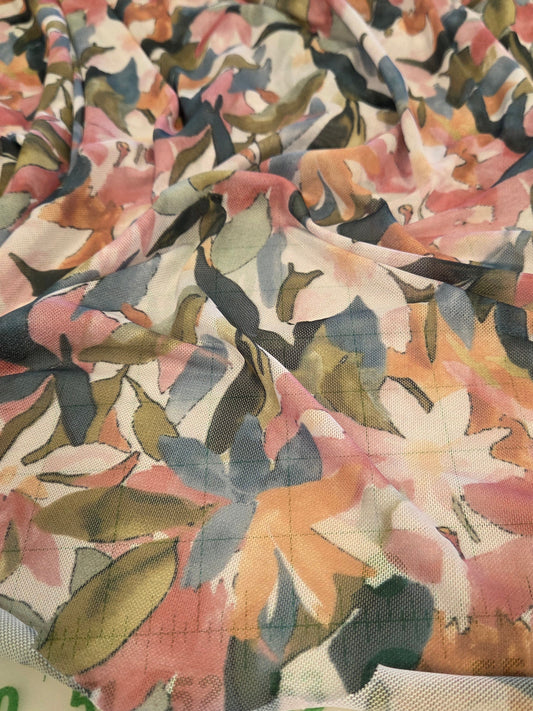 floral mesh knit for garment making