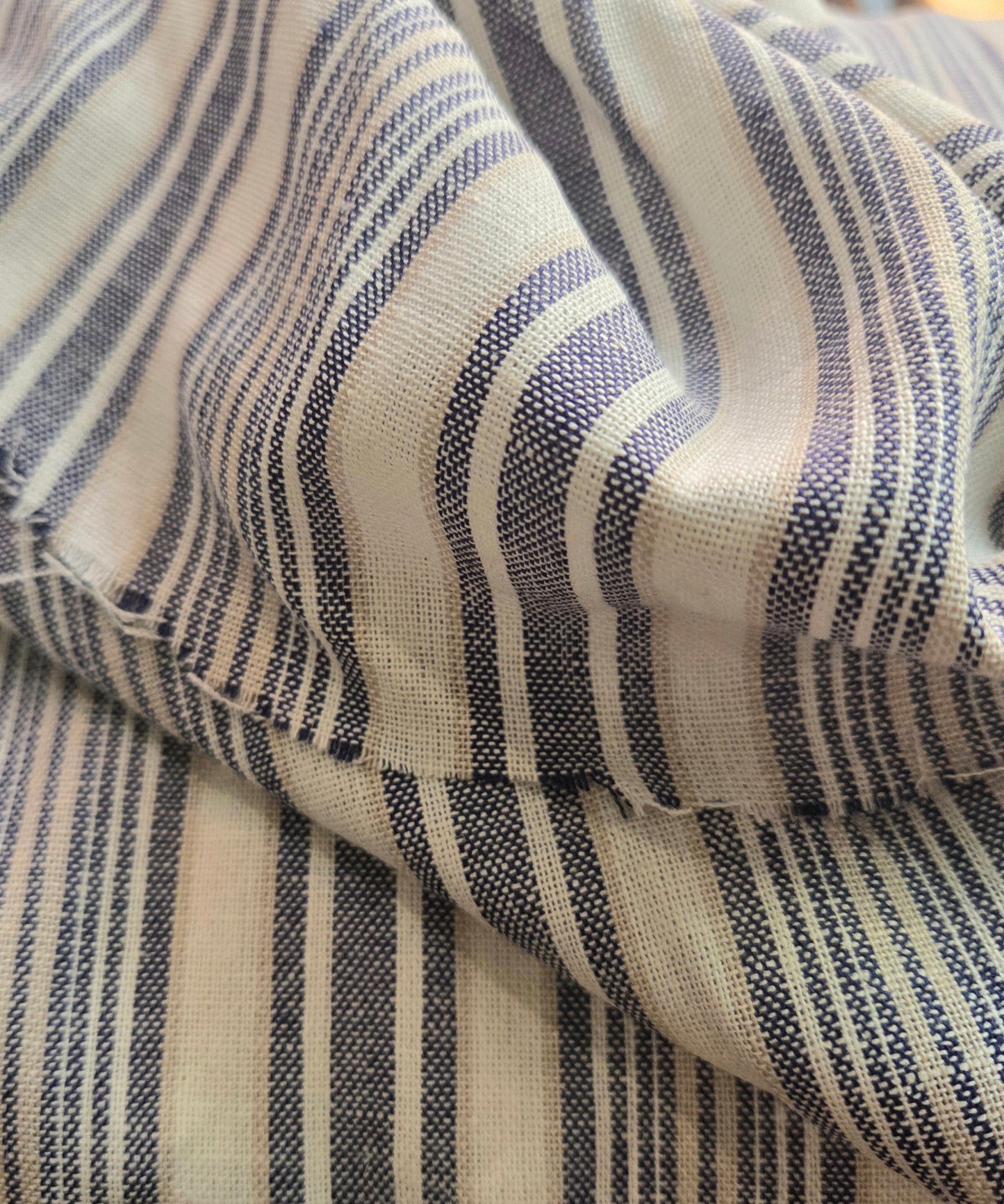 stripe for garment making. Rayon Linen blend for sewing. LA finch fabrics