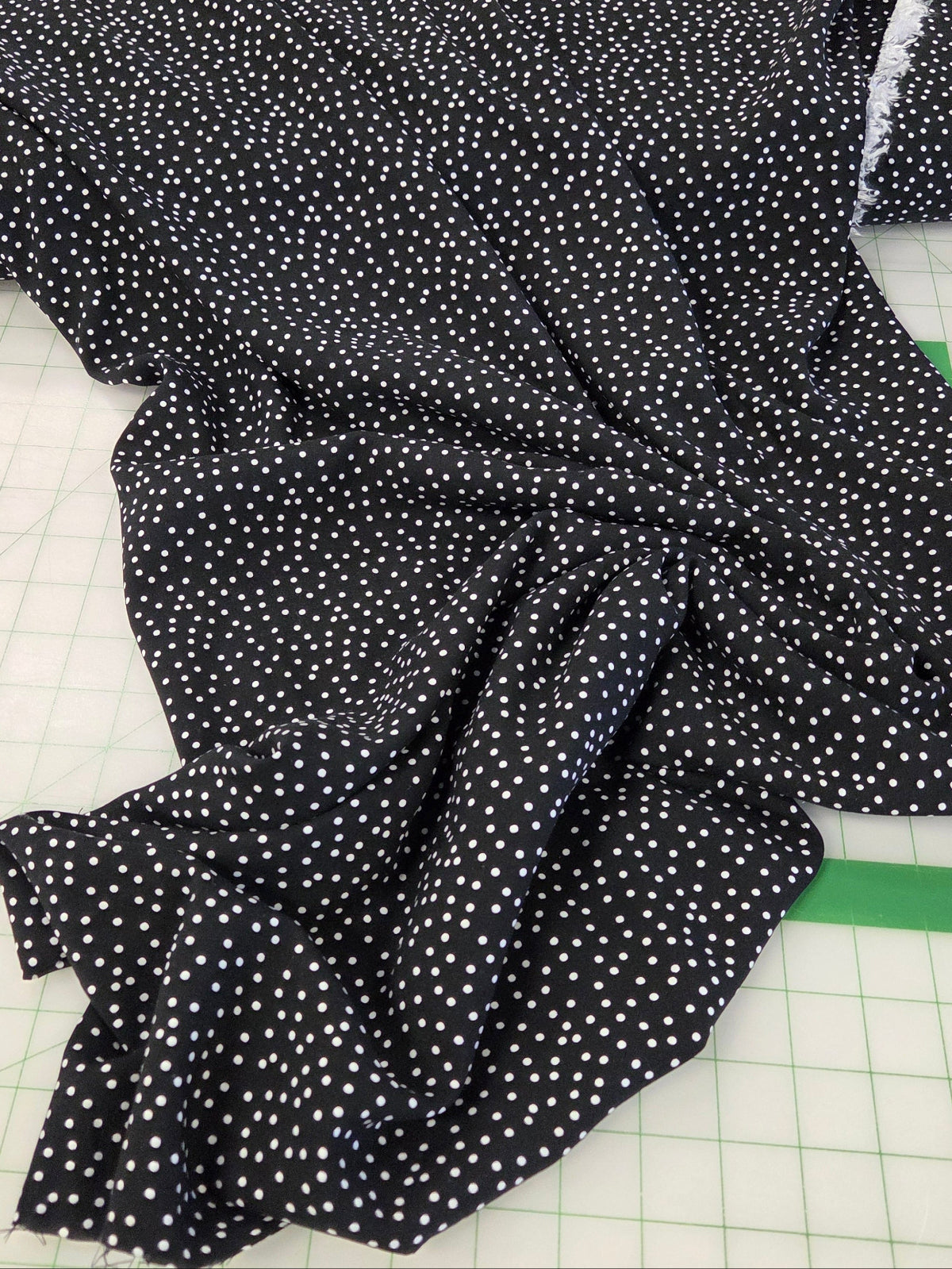 black polka dot challis woven