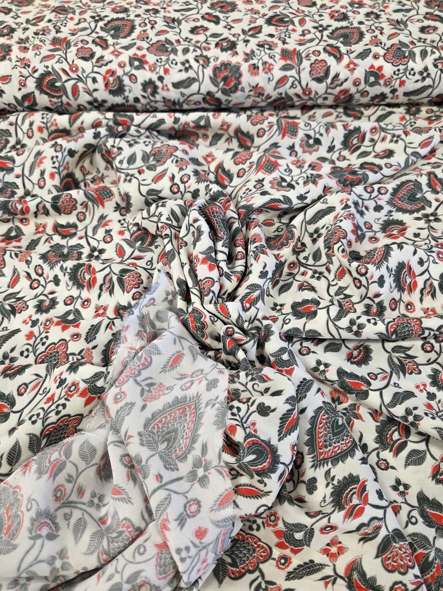 Designer Deadstock Viscose Voile Bohemian Paisley Woven- by the yard