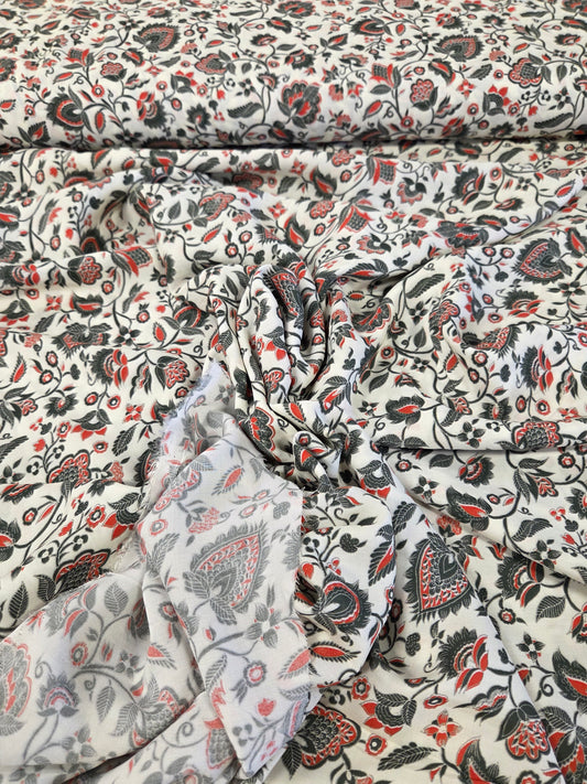 Designer Deadstock Viscose Voile Bohemian Paisley Woven- by the yard