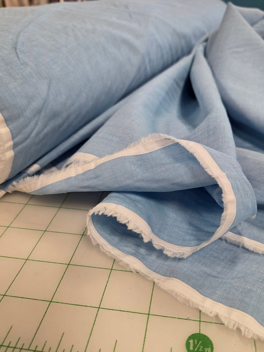 Designer Deadstock Grunge Ultra Light Blue Chambray Solid Woven- by the yard