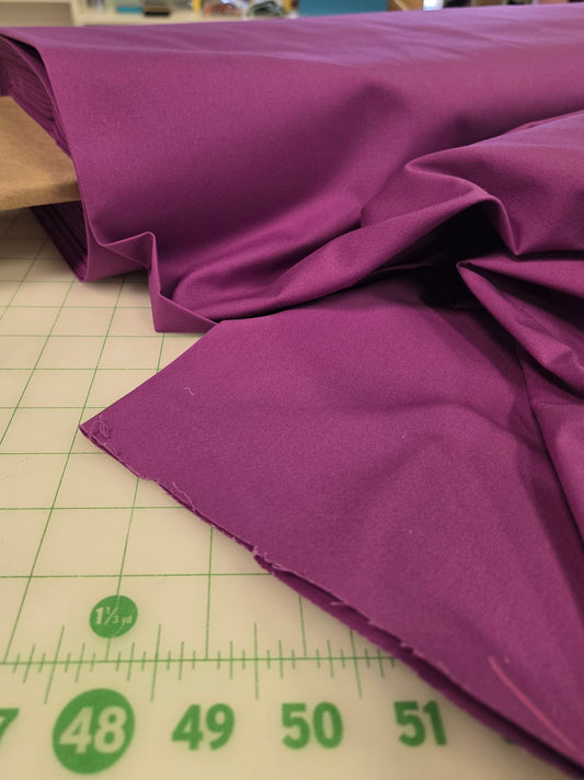 Designer Deadstock Opaque Red Purple Cotton Spandex Solid Woven-by the yard