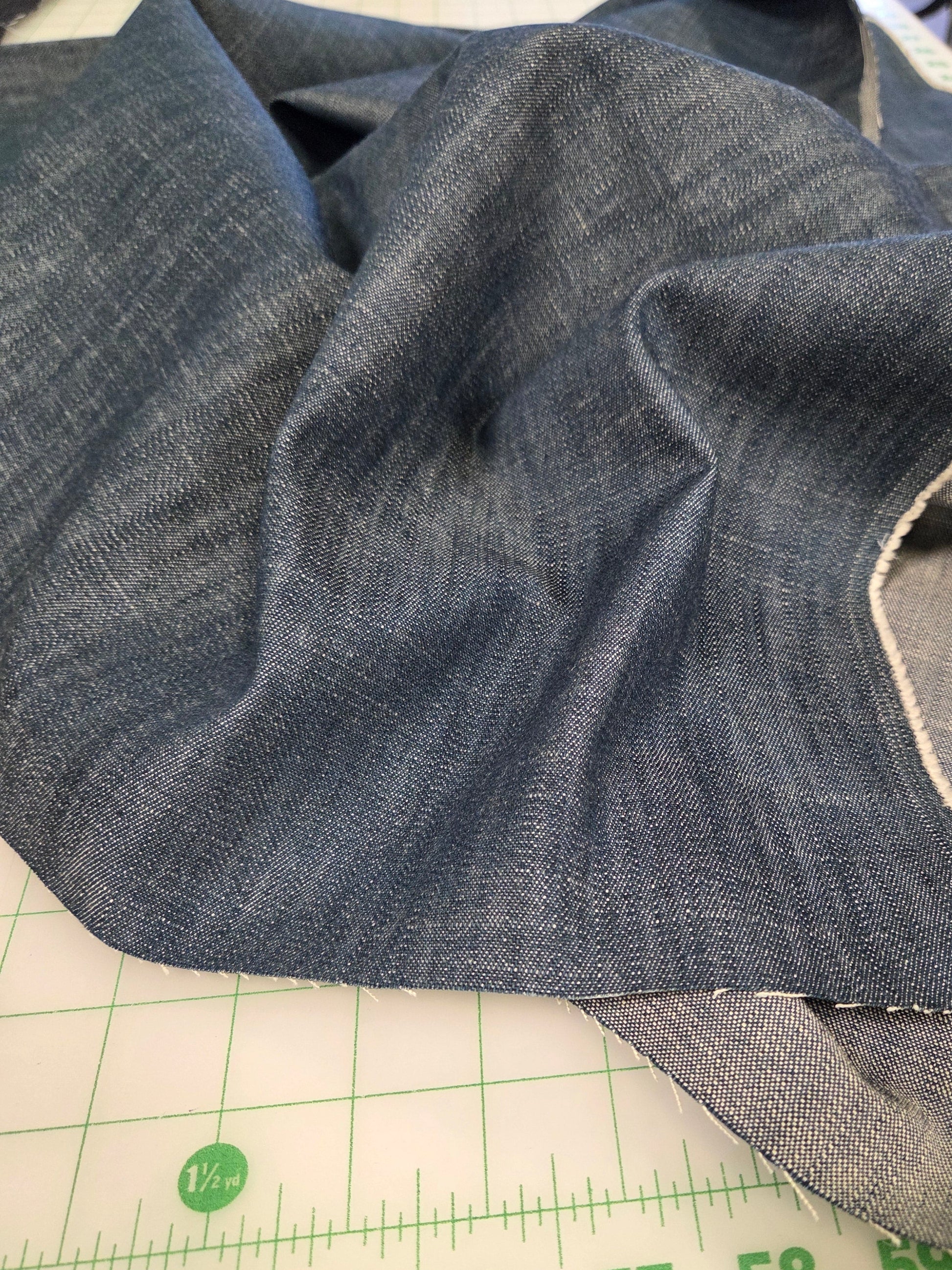 Candiani Denim Mid Blue striated woven by the yard