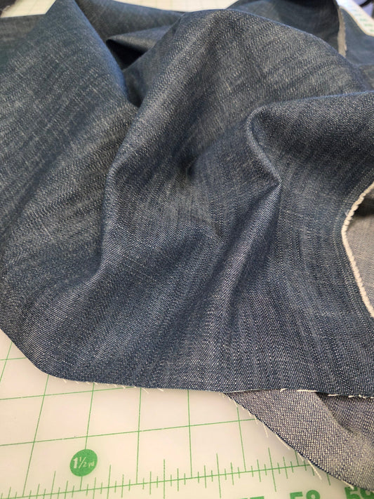 Candiani Denim Mid Blue striated woven by the yard