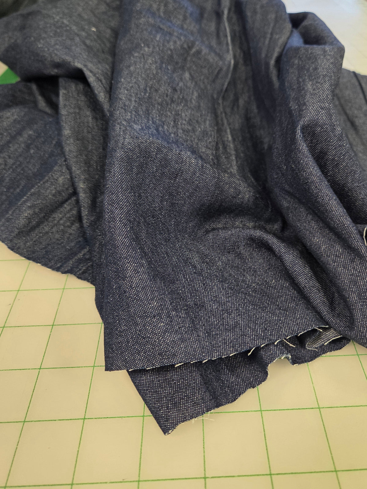 Designer Deadstock Navy Cotton Lightweight Denim Woven- by the yard