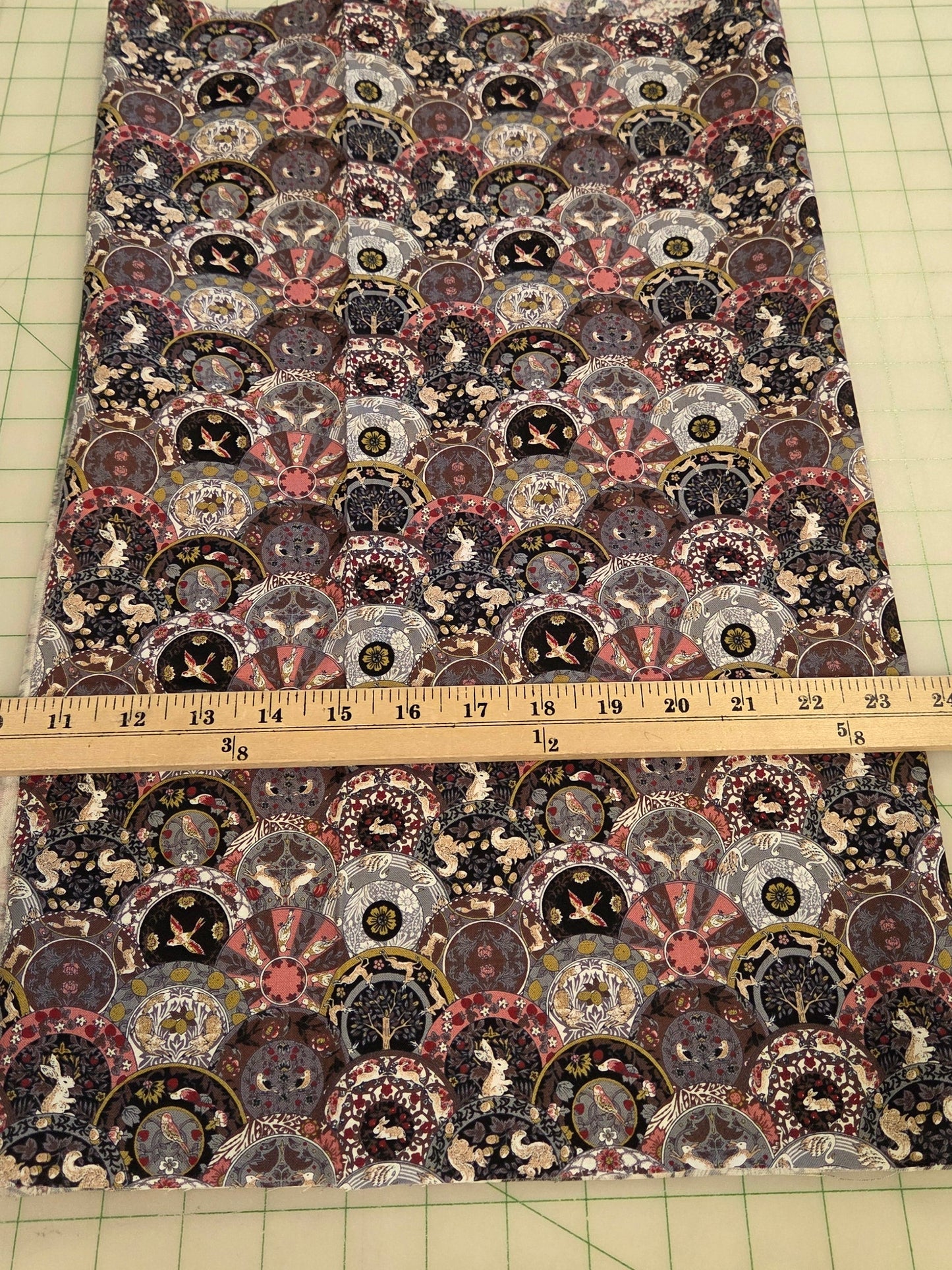 Japan Fabric: Art Nouveau Symphony Botanical Black Petite Medallions Cotton Sheeting Woven- by the yard
