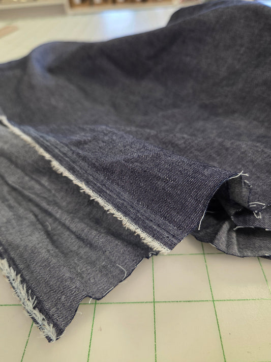 Designer Deadstock Lightweight Italian Cotton Shirting Dark Blue Woven-by the yard